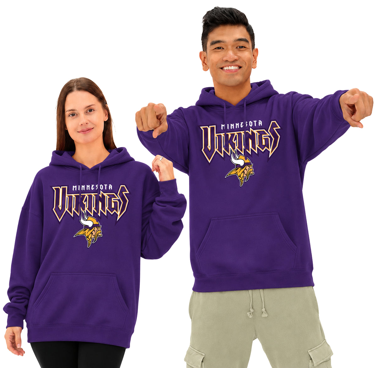 Zubaz NFL Men's & Women's 90s Heavy Metal Hoodie, Minnesota Vikings