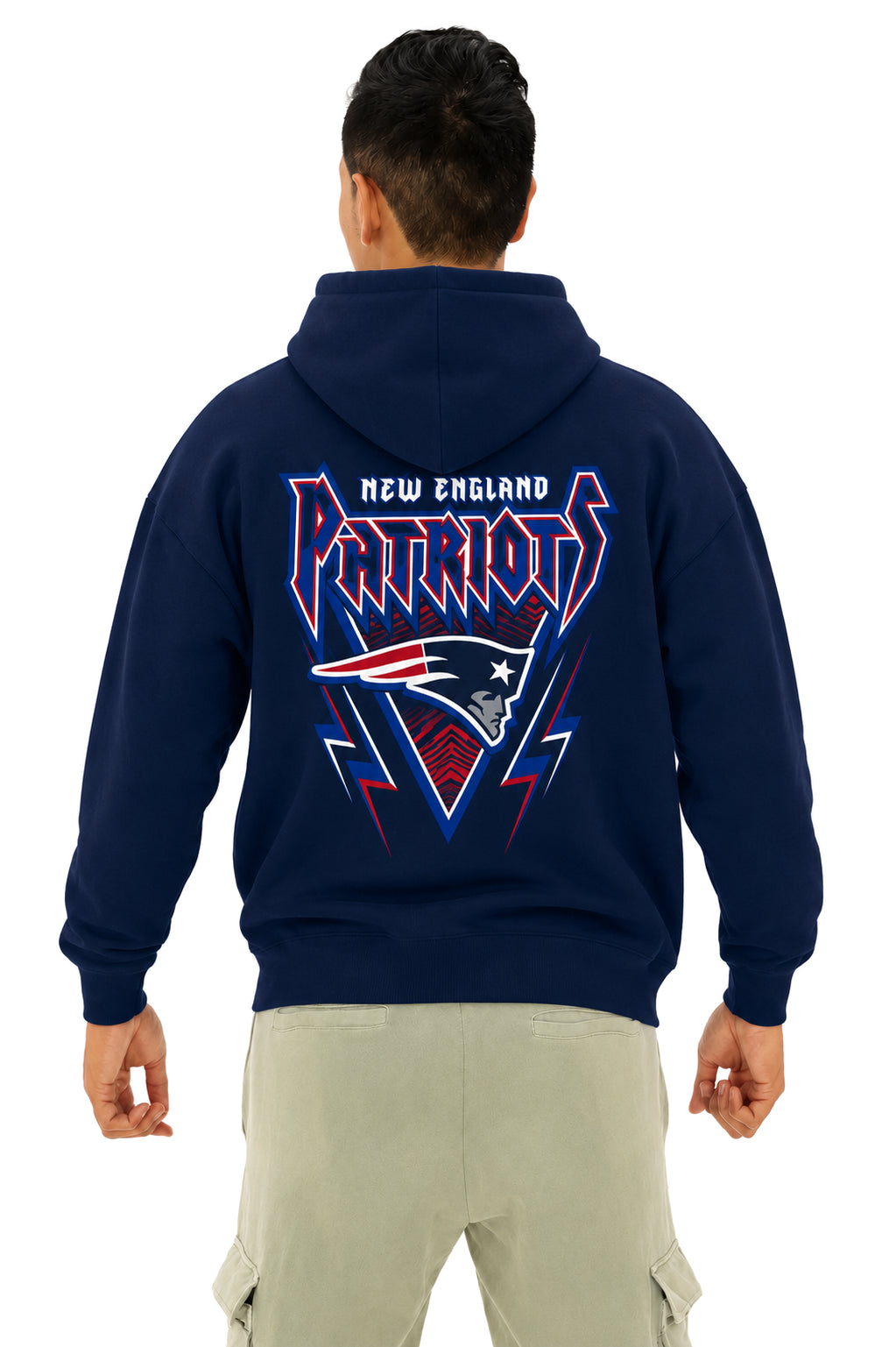 Zubaz NFL New England Patriots Unisex 90s Vintage Heavy Metal Hoodie