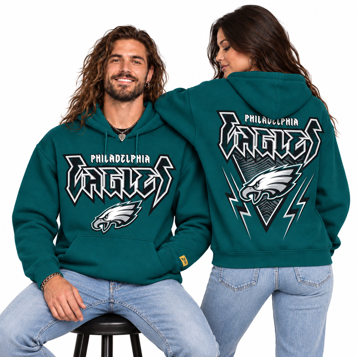 Zubaz NFL Men's & Women's 90s Heavy Metal Hoodie, Philadelphia Eagles