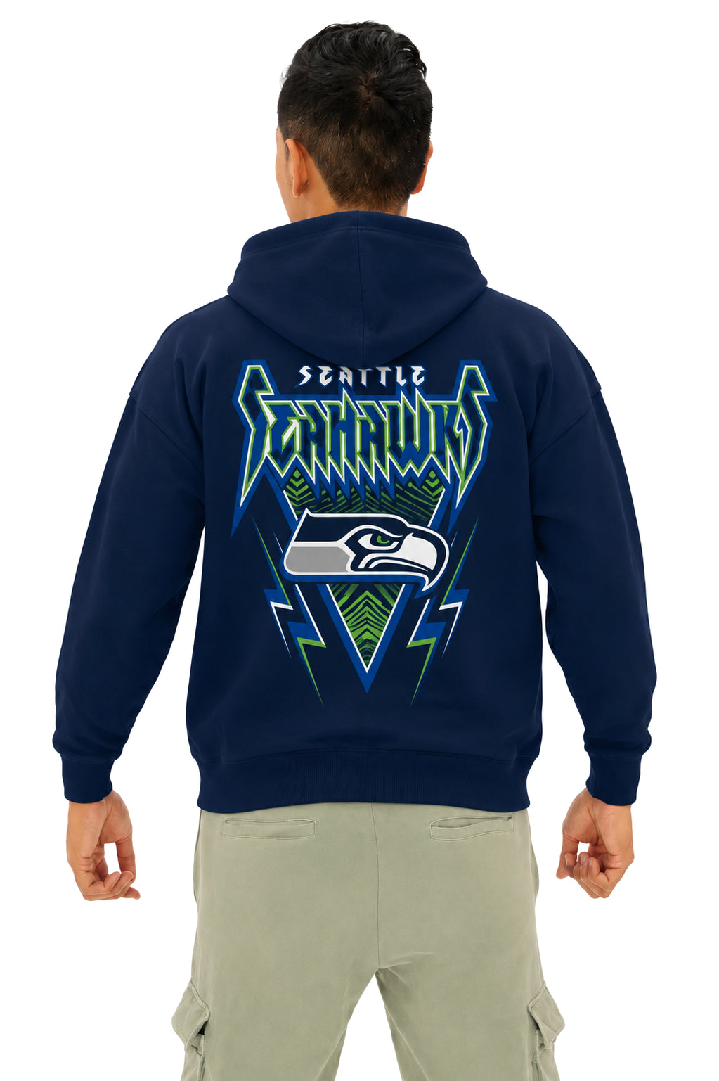 Zubaz NFL Seattle Seahawks Unisex 90s Vintage Heavy Metal Hoodie