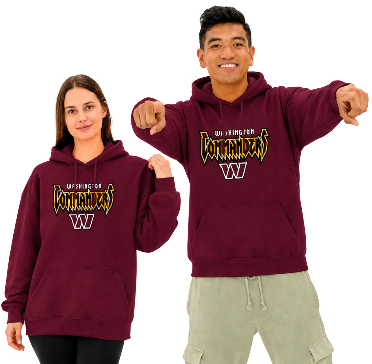 Zubaz NFL Men's & Women's 90s Heavy Metal Hoodie, Washington Commanders