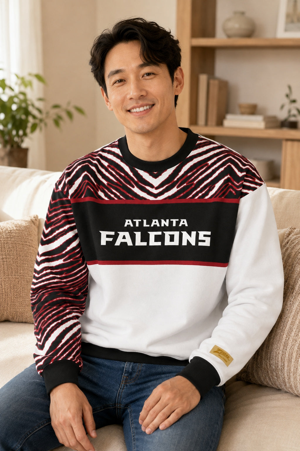 Zubaz NFL Men's & Women's 90s Strong Arm Crew, Atlanta Falcons