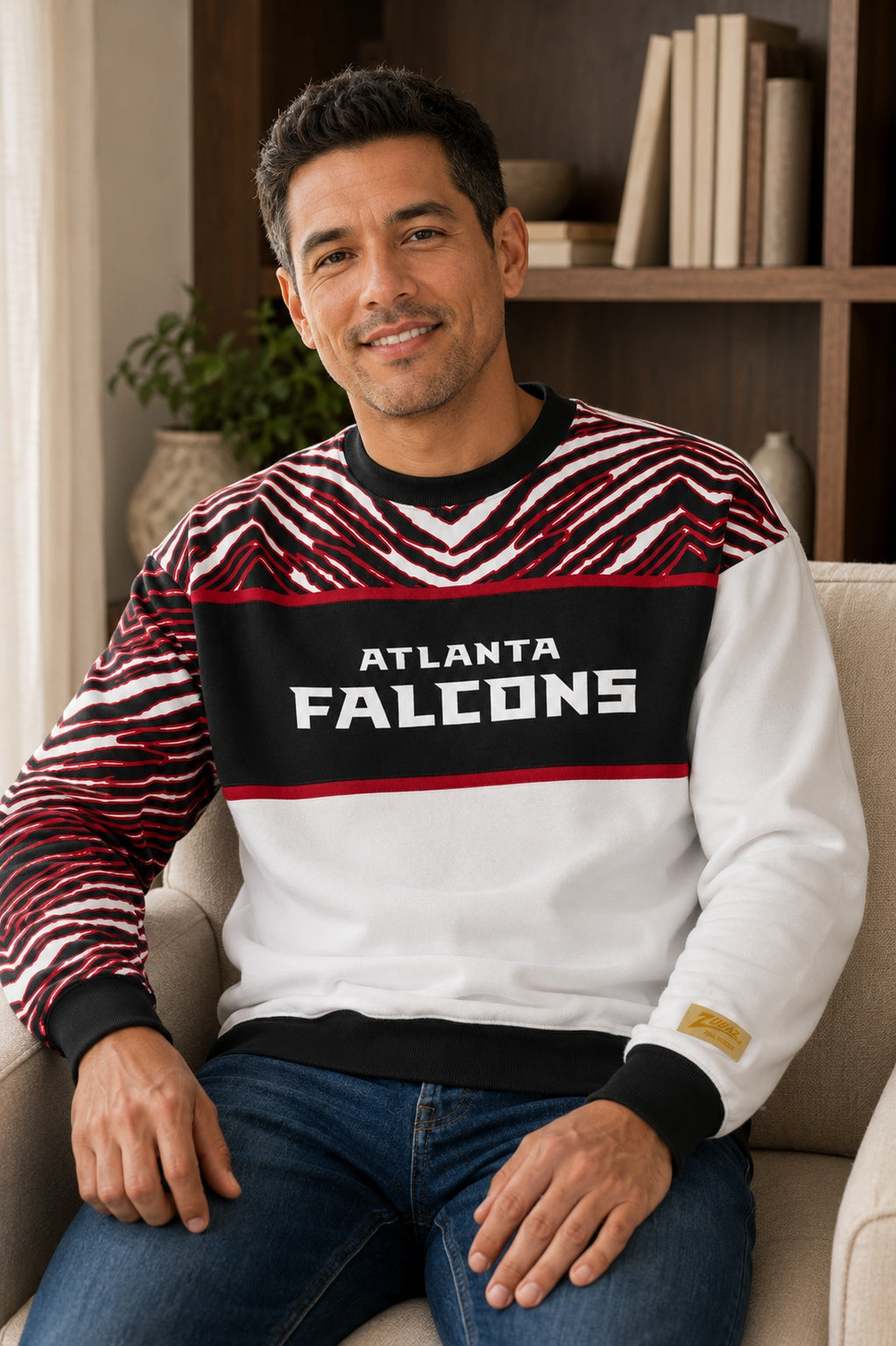 Zubaz NFL Men's & Women's 90s Strong Arm Crew, Atlanta Falcons