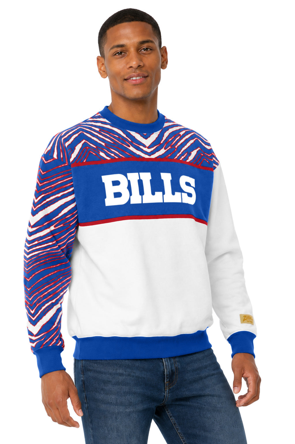 Zubaz NFL Men's & Women's 90s Strong Arm Crew, Buffalo Bills