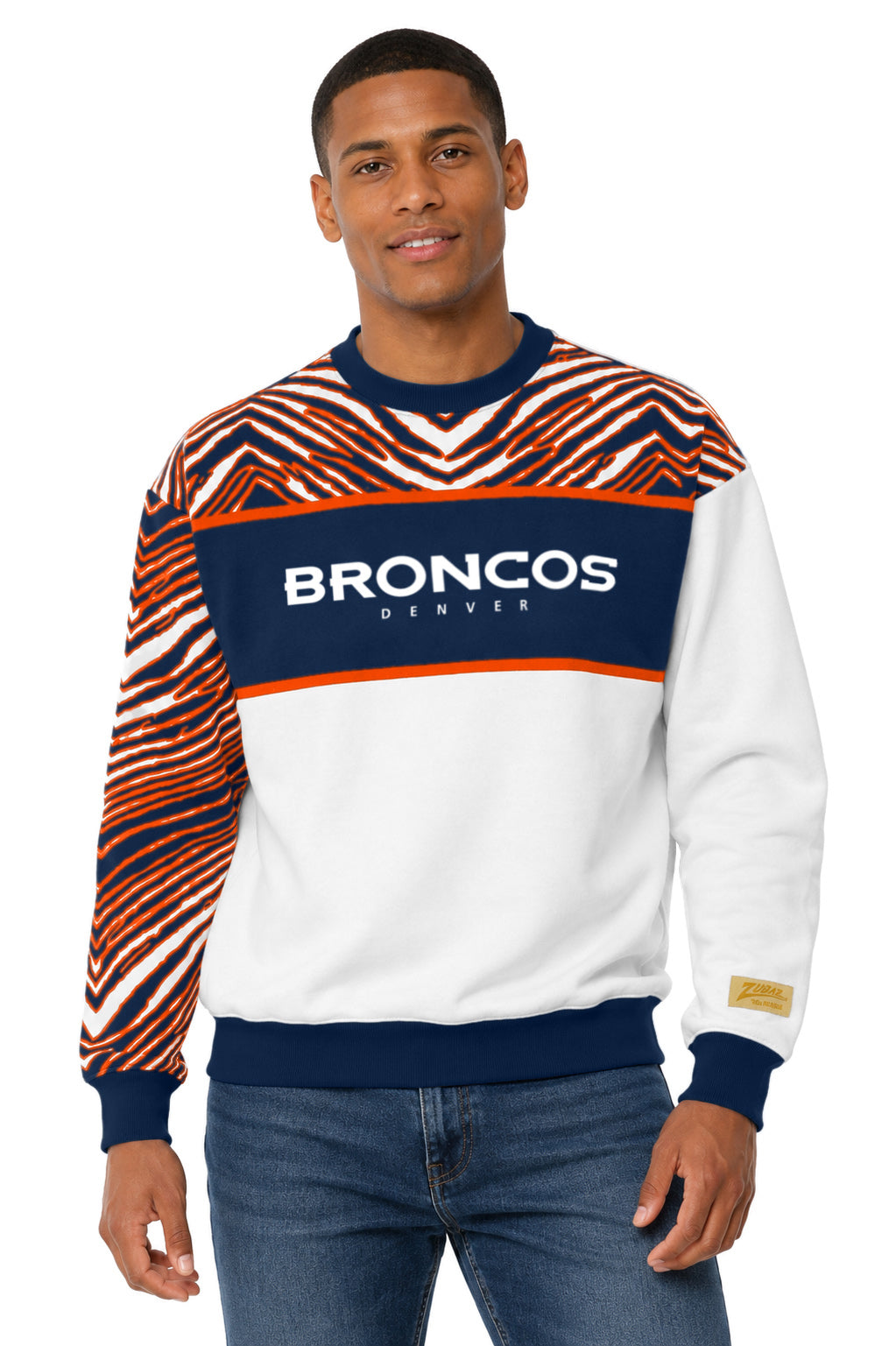 Zubaz NFL Men's & Women's 90s Strong Arm Crew, Denver Broncos