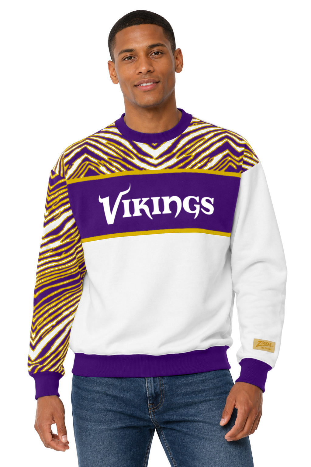 Zubaz NFL Men's & Women's 90s Strong Arm Crew, Minnesota Vikings