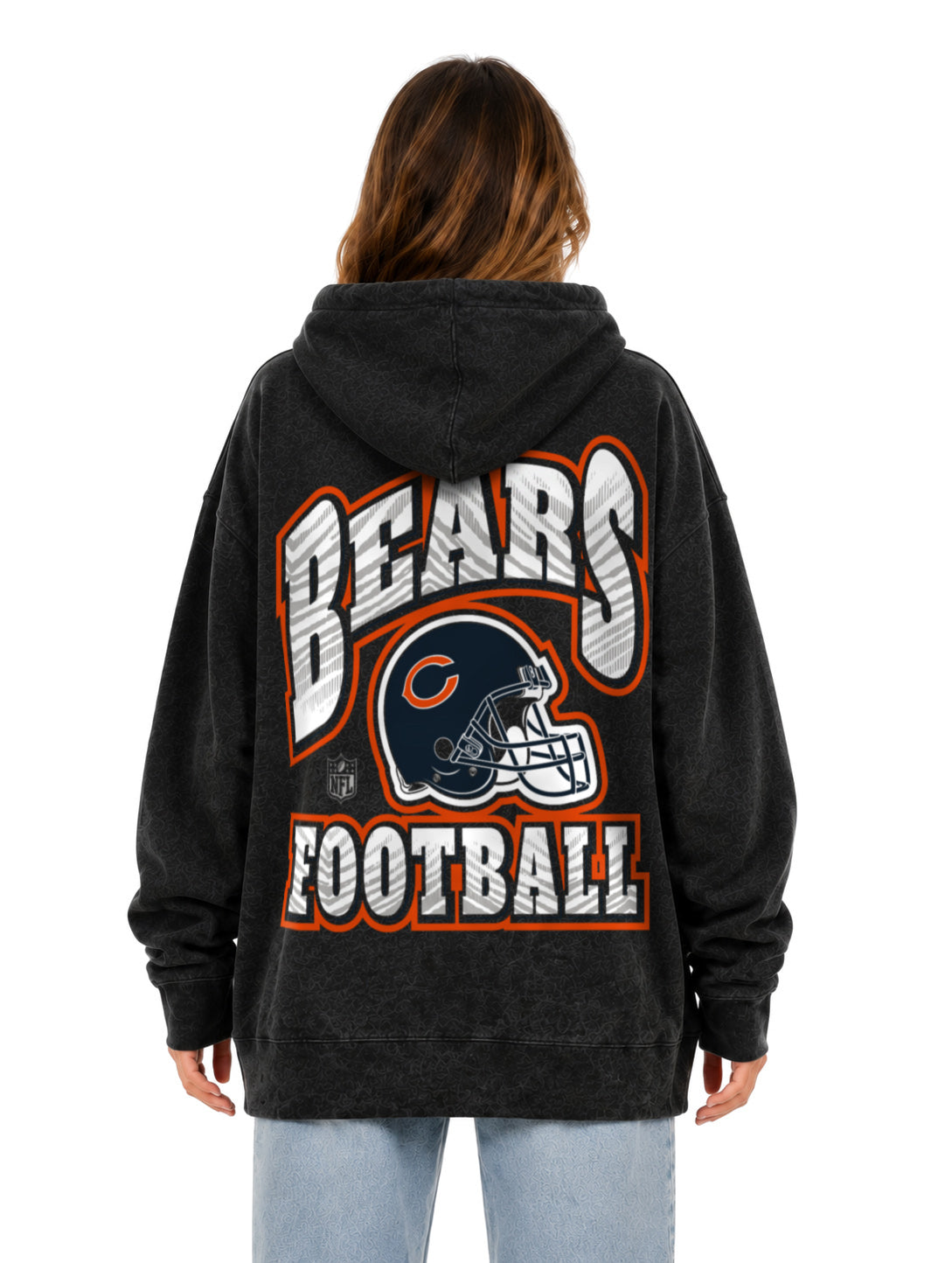 Zubaz NFL Chicago Bears Unisex Black Zebra Fade 90s Vintage All Pro Hoodie