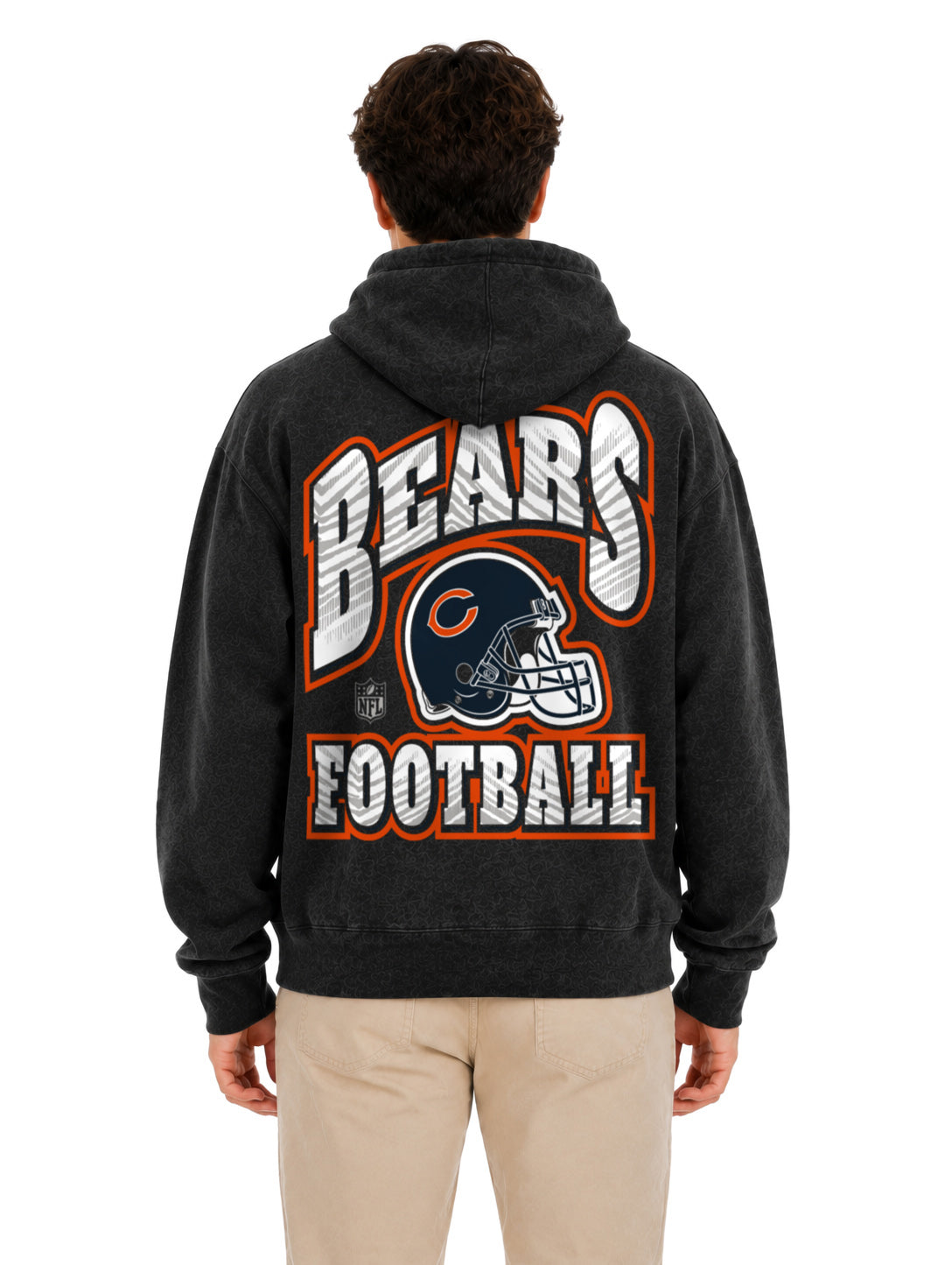 Zubaz NFL Chicago Bears Unisex Black Zebra Fade 90s Vintage All Pro Hoodie