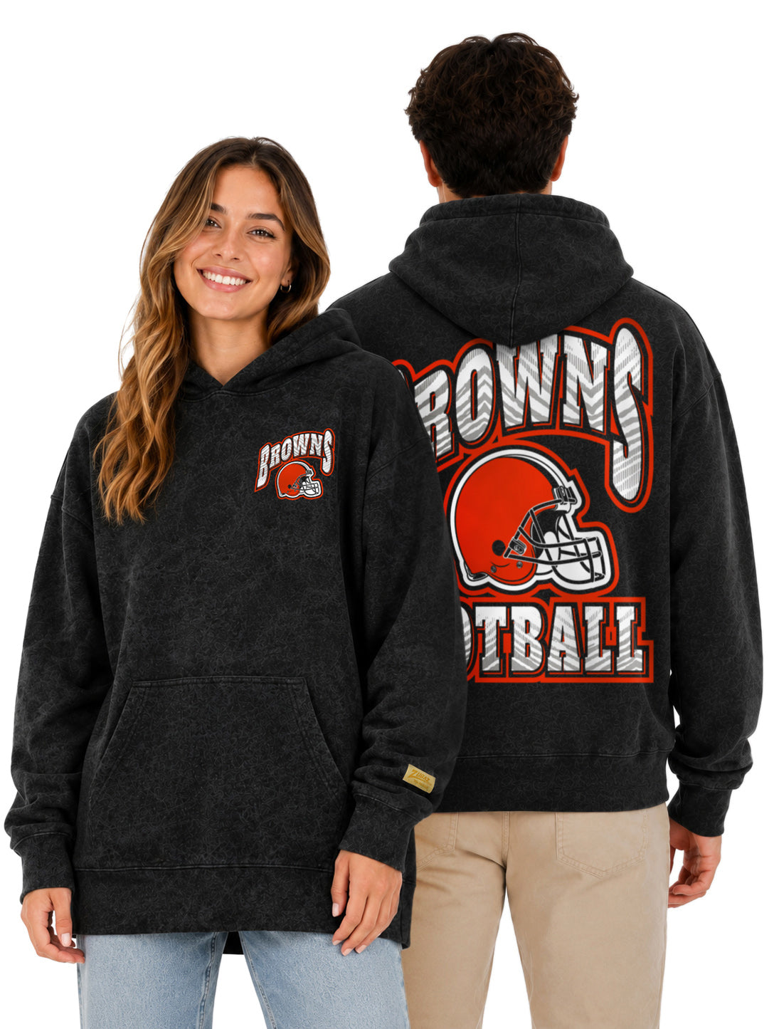 Zubaz NFL Unisex 90s Vintage All Pro Hoodie, Cleveland Browns