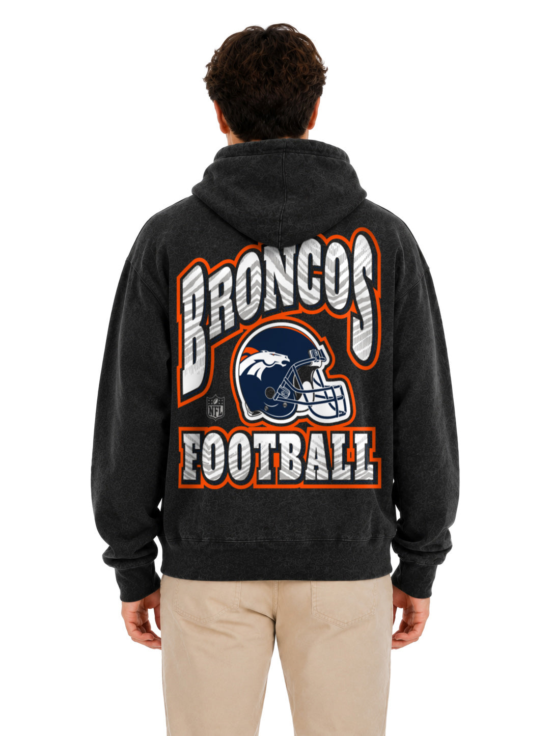 Zubaz NFL Denver Broncos Unisex Black Zebra Fade 90s Vintage All Pro Hoodie