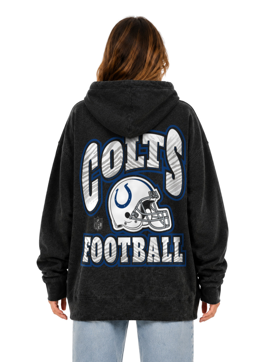 Zubaz NFL Indianapolis Colts Unisex Black Zebra Fade 90s Vintage All Pro Hoodie