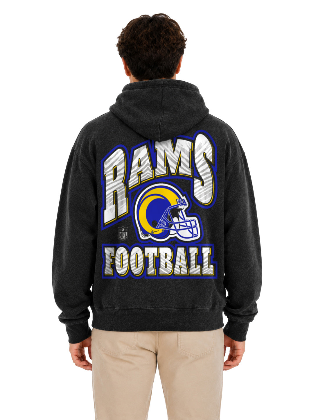 Zubaz NFL Los Angeles Rams Unisex Black Zebra Fade 90s Vintage All Pro Hoodie