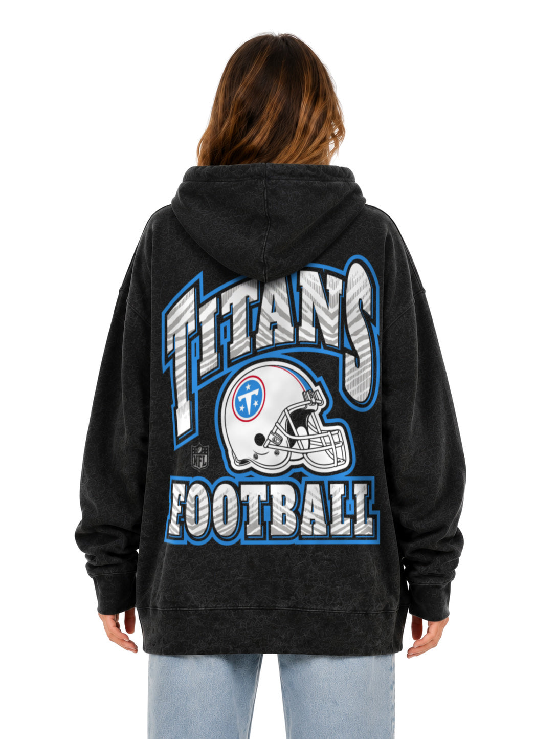 Zubaz NFL Tennessee Titans Unisex Black Zebra Fade 90s Vintage All Pro Hoodie
