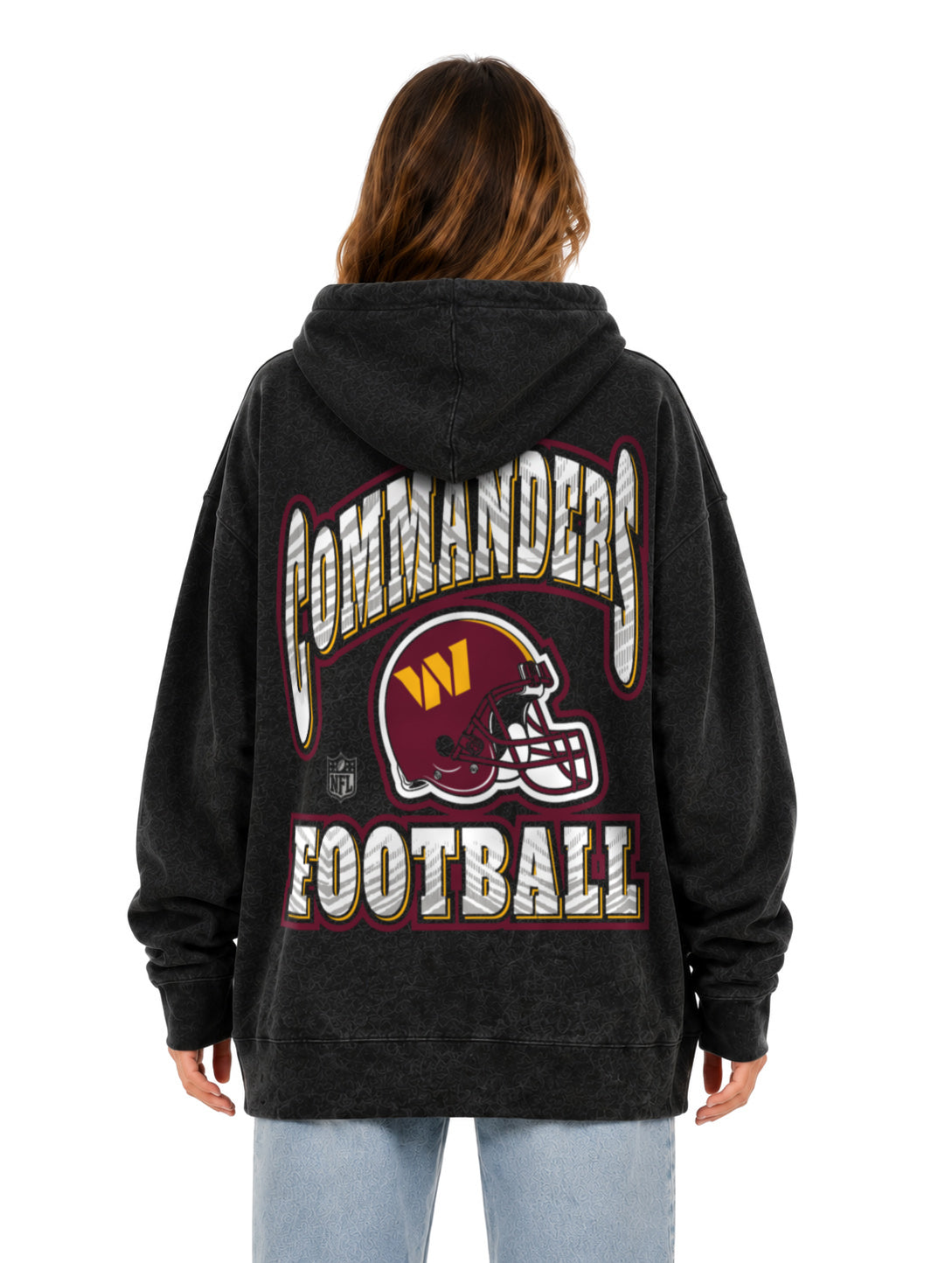 Zubaz NFL Washington Commanders Unisex Black Zebra Fade 90s Vintage All Pro Hoodie