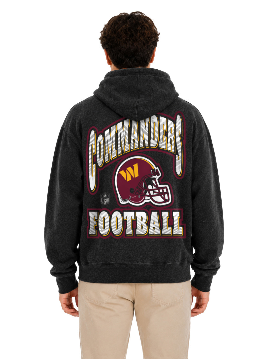 Zubaz NFL Washington Commanders Unisex Black Zebra Fade 90s Vintage All Pro Hoodie