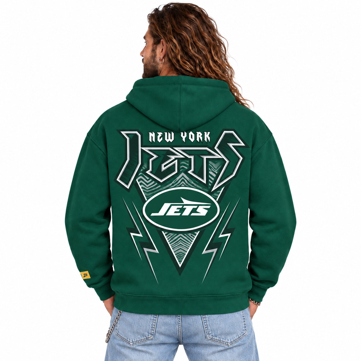Zubaz NFL Men's & Women's 90s Heavy Metal Graphic Hoodie, New York Jets