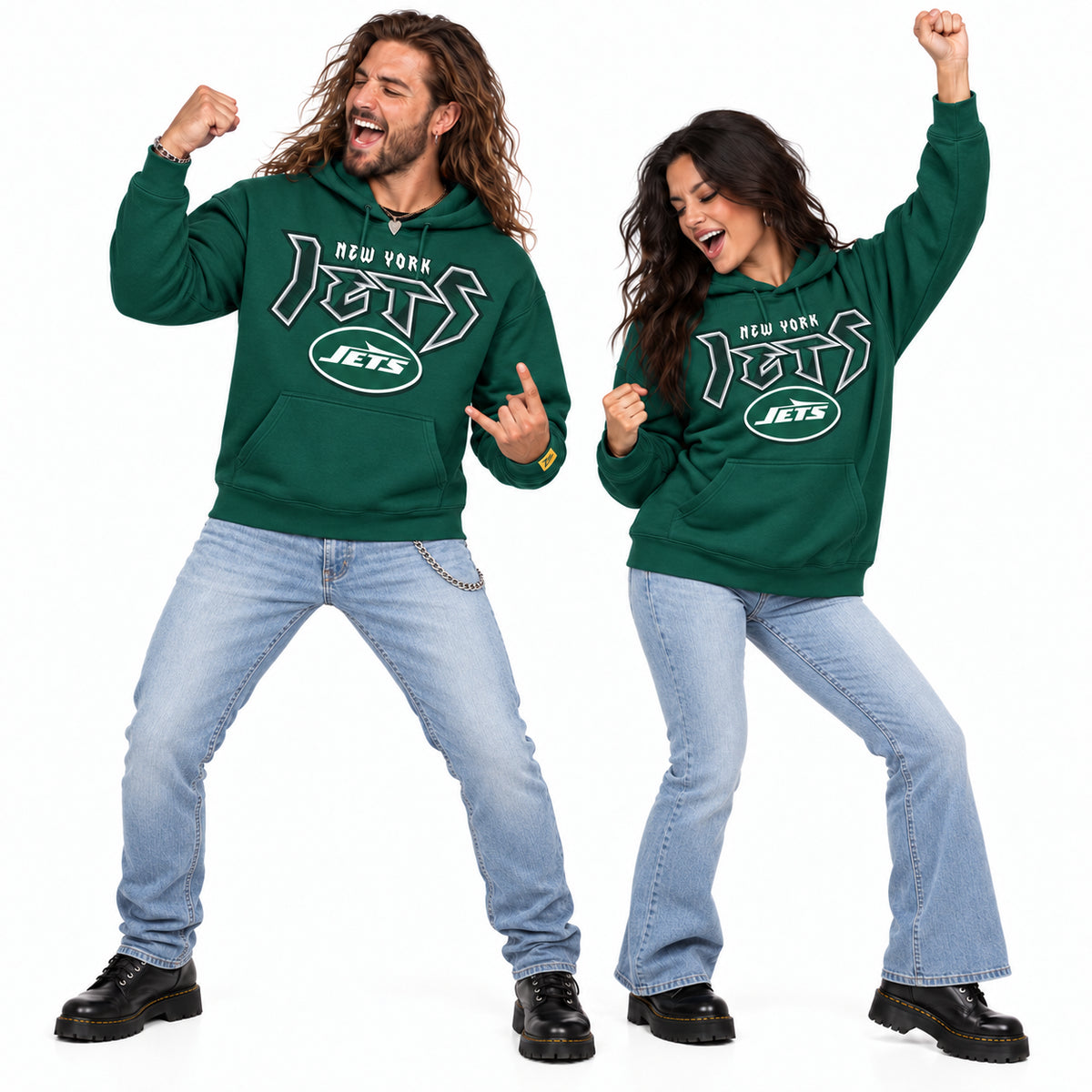 Zubaz NFL Men's & Women's 90s Heavy Metal Graphic Hoodie, New York Jets