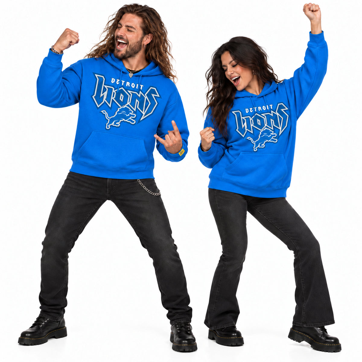 Zubaz NFL Detroit Lions Unisex 90s Vintage Heavy Metal Hoodie