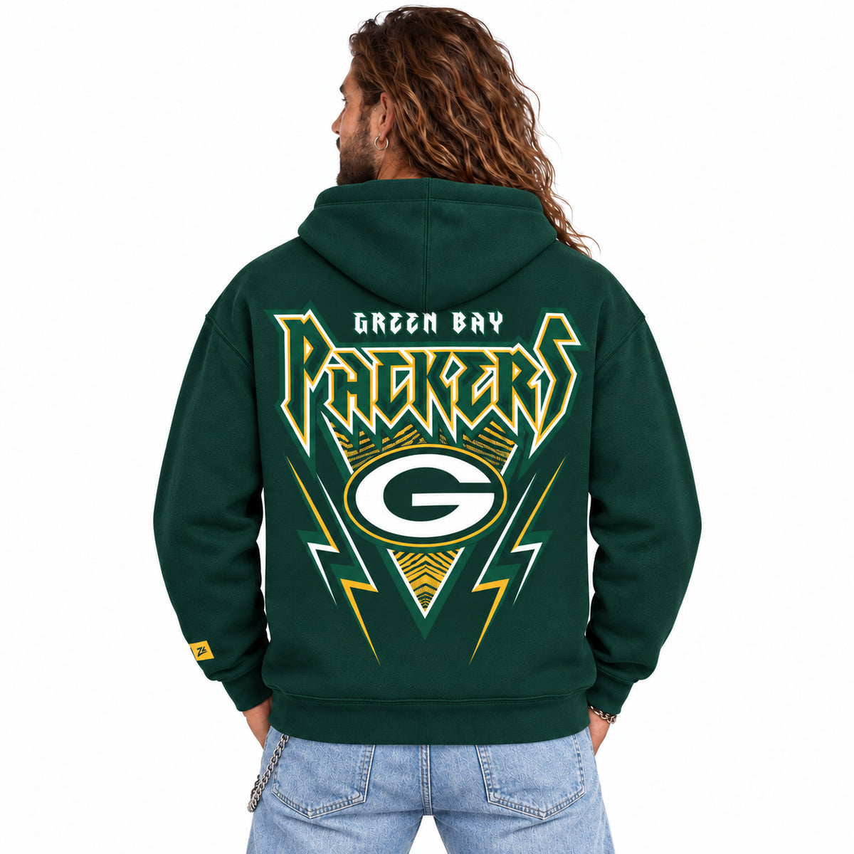 Zubaz NFL Men's & Women's 90s Heavy Metal Hoodie, Green Bay Packers