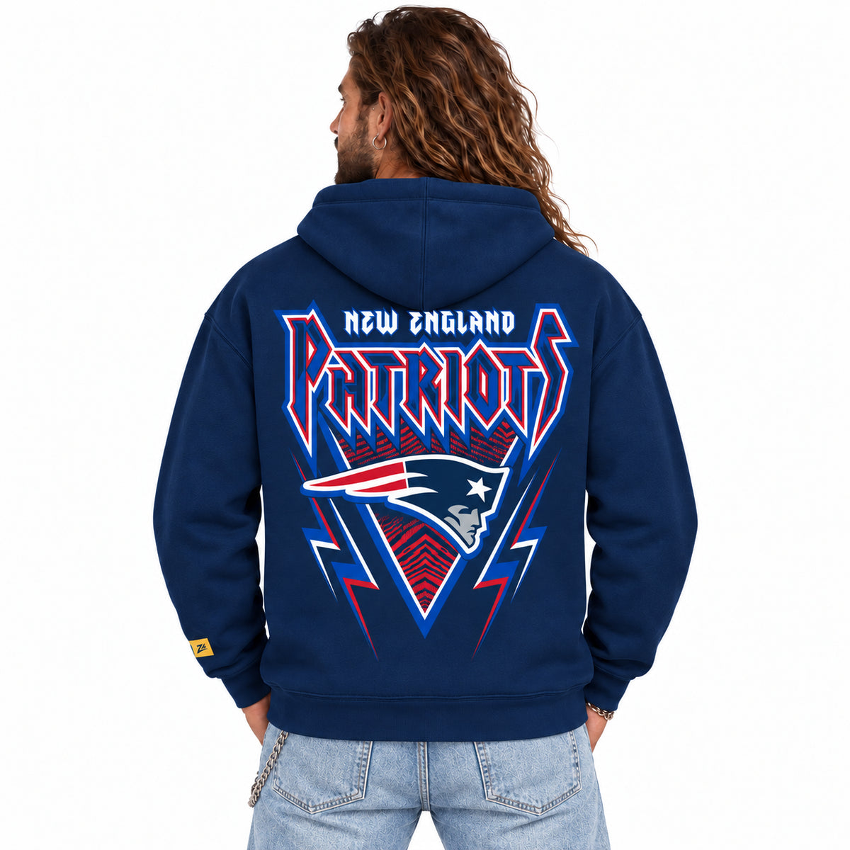 Zubaz NFL New England Patriots Unisex 90s Vintage Heavy Metal Hoodie