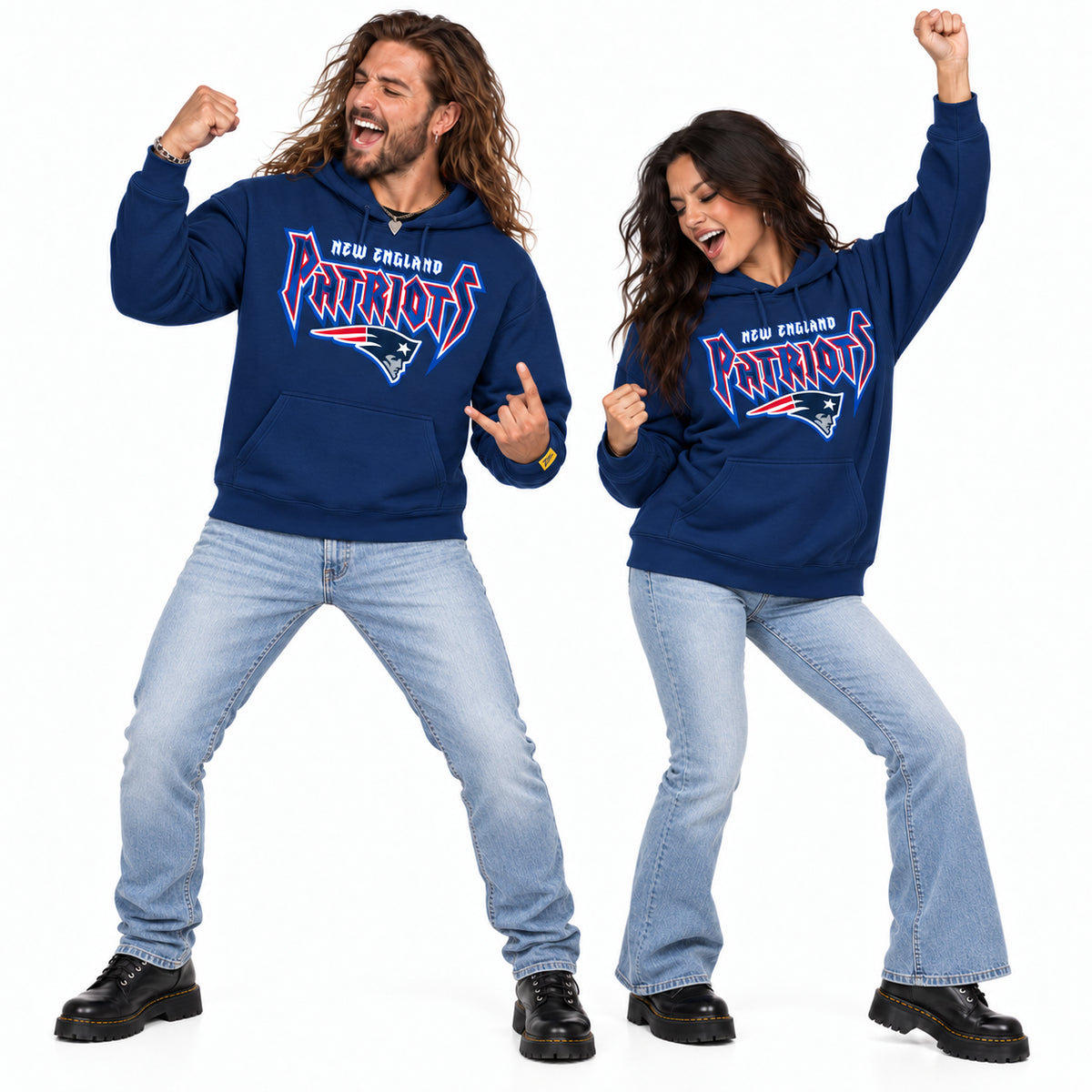 Zubaz NFL New England Patriots Unisex 90s Vintage Heavy Metal Hoodie