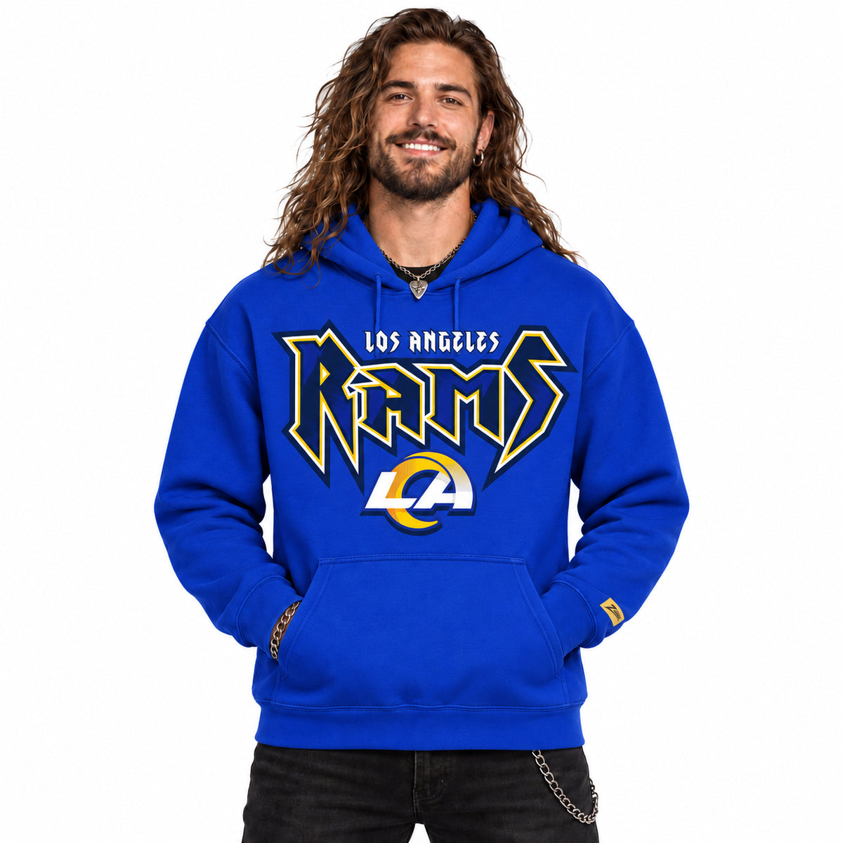 Zubaz NFL Men's & Women's 90s Heavy Metal Hoodie, Los Angeles Rams