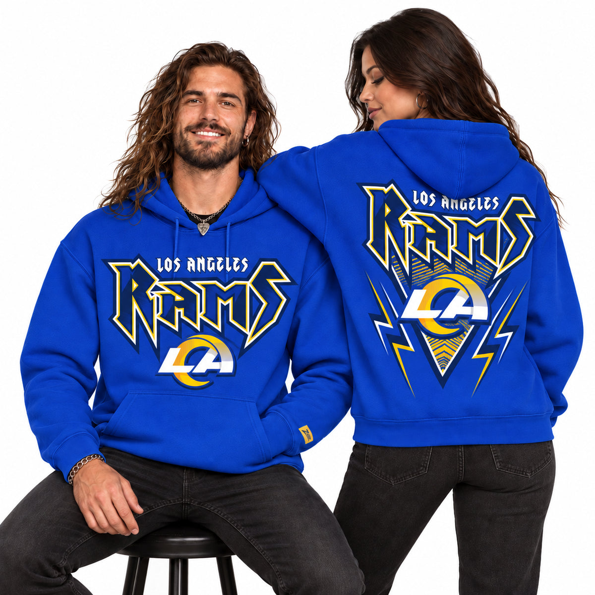 Zubaz NFL Men's & Women's 90s Heavy Metal Hoodie, Los Angeles Rams