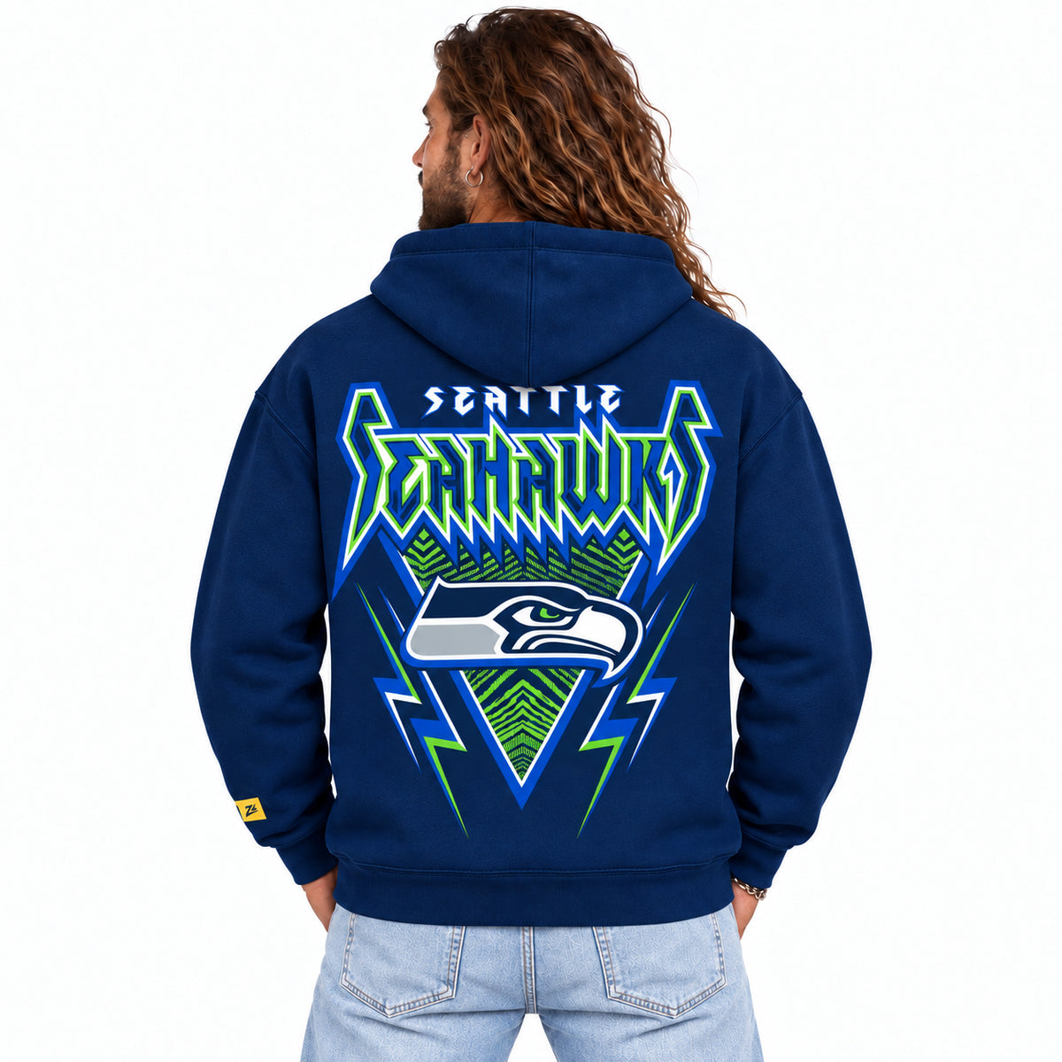 Zubaz NFL Seattle Seahawks Unisex 90s Vintage Heavy Metal Hoodie
