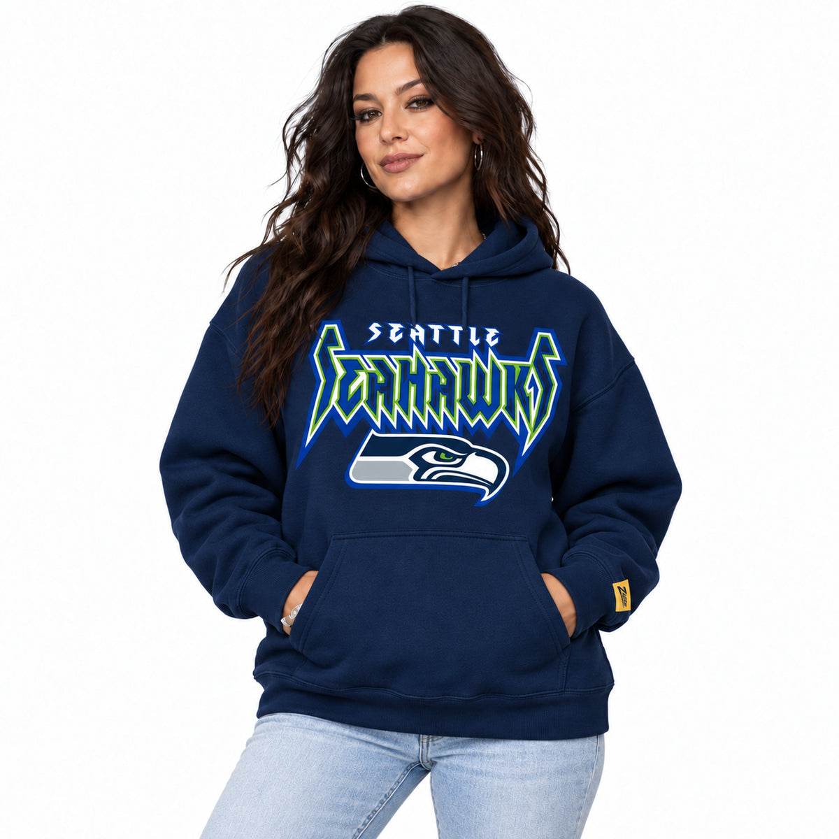 Zubaz NFL Seattle Seahawks Unisex 90s Vintage Heavy Metal Hoodie