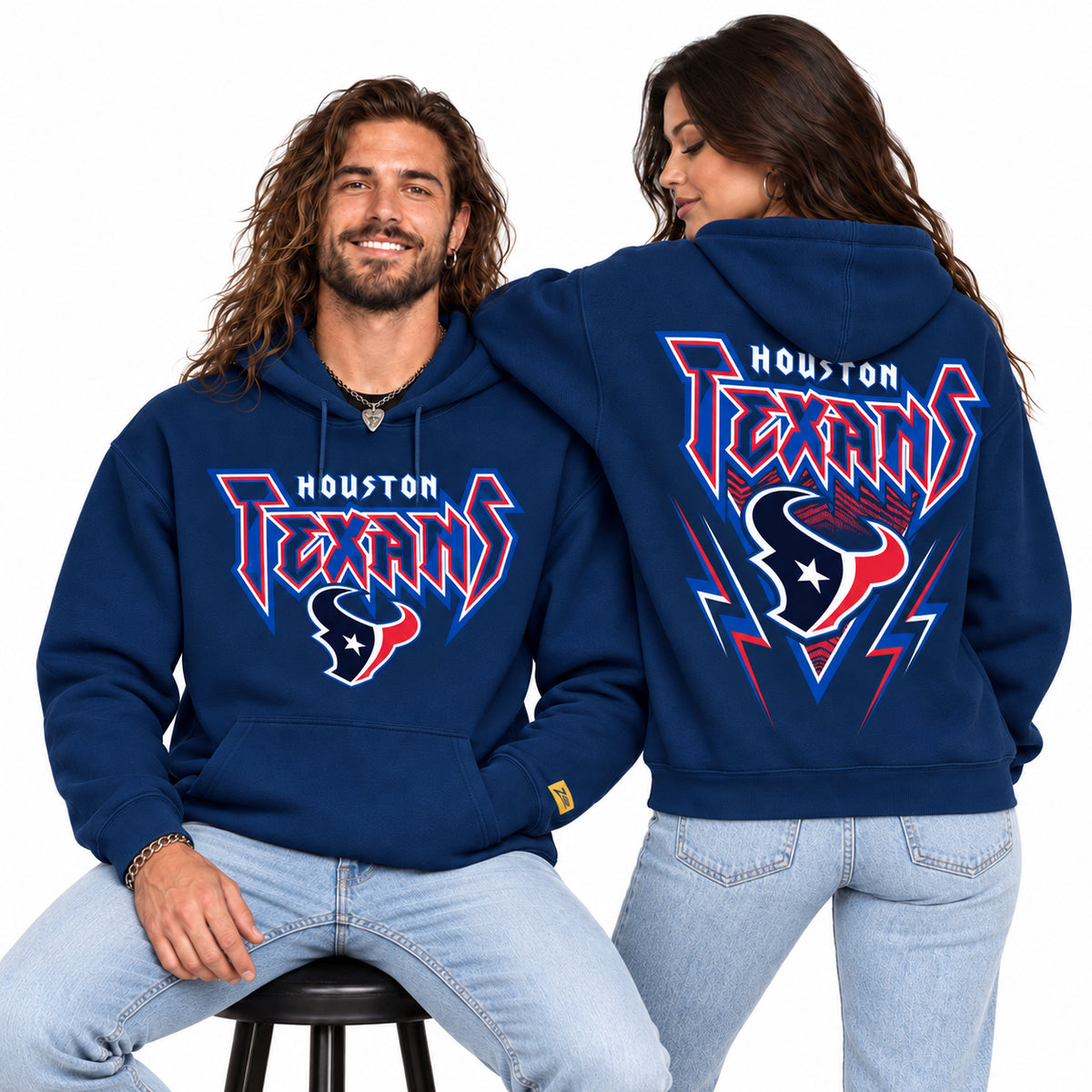 Zubaz NFL Houston Texans Unisex 90s Vintage Heavy Metal Hoodie