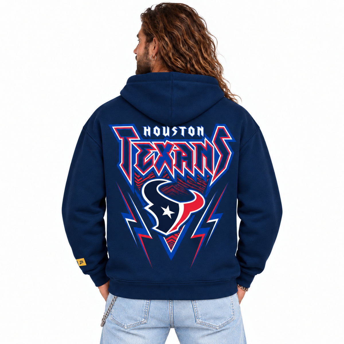 Zubaz NFL Houston Texans Unisex 90s Vintage Heavy Metal Hoodie