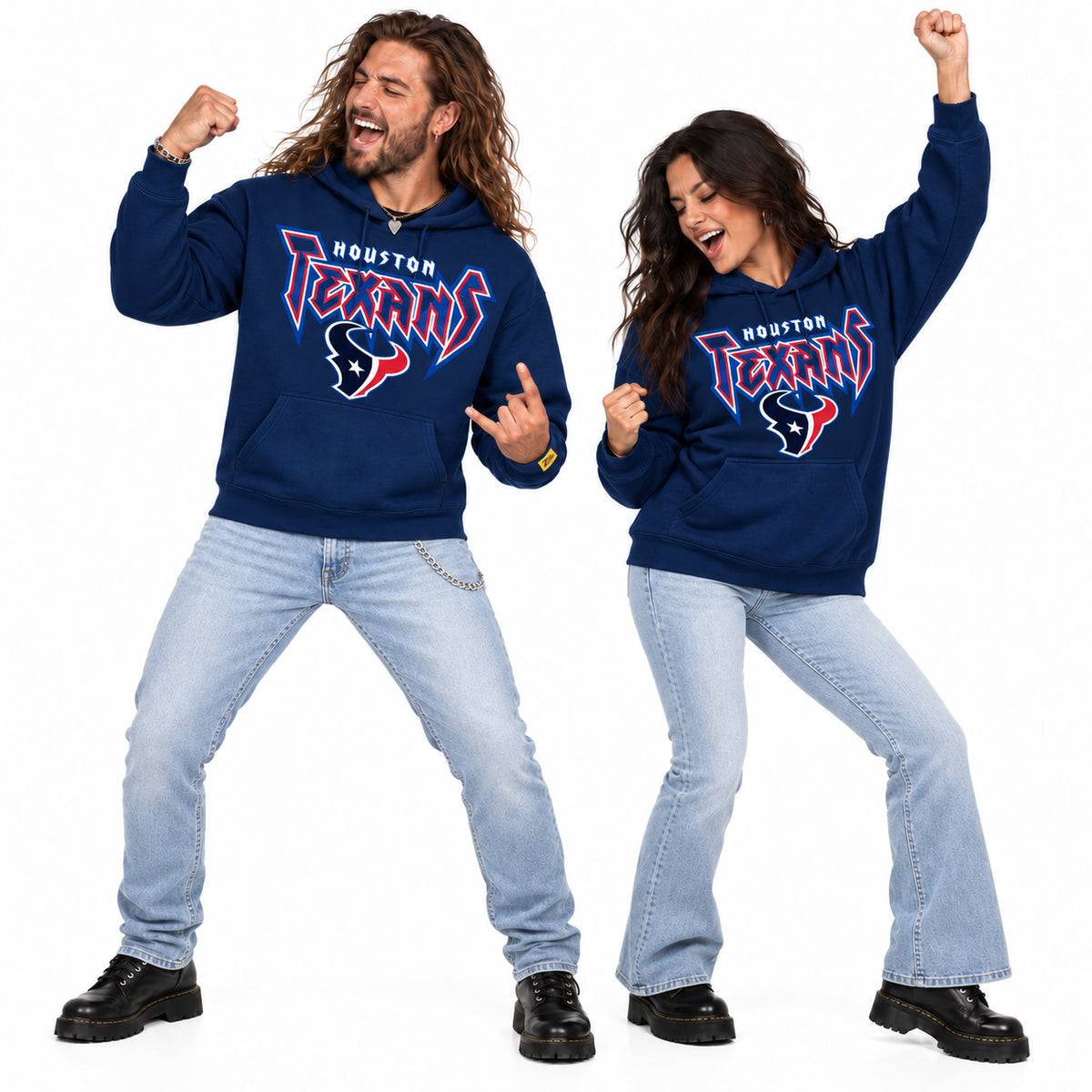 Zubaz NFL Houston Texans Unisex 90s Vintage Heavy Metal Hoodie