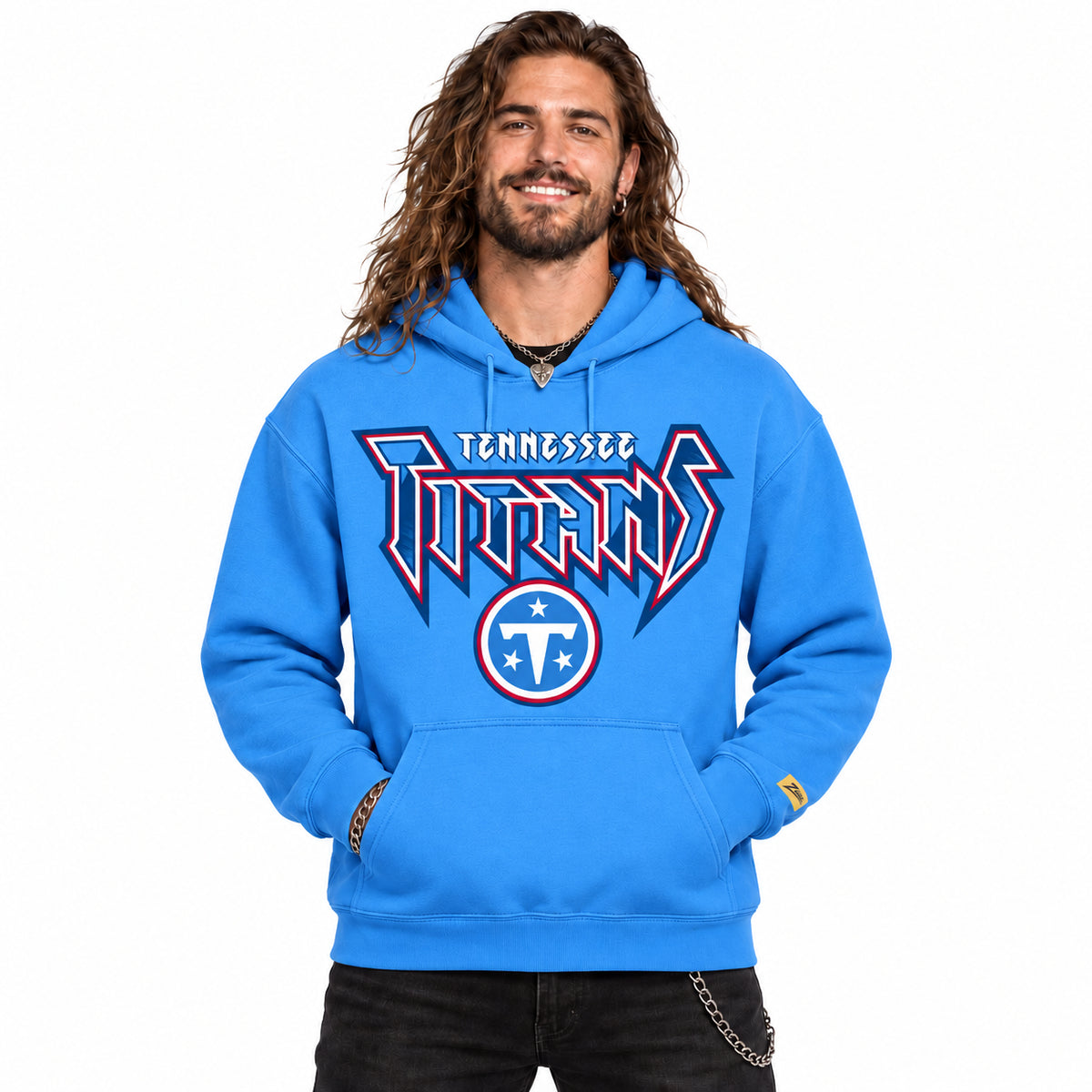 Zubaz NFL Tennessee Titans Unisex 90s Vintage Heavy Metal Hoodie