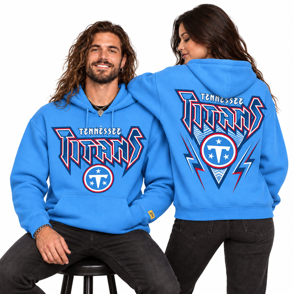 Zubaz NFL Tennessee Titans Unisex 90s Vintage Heavy Metal Hoodie