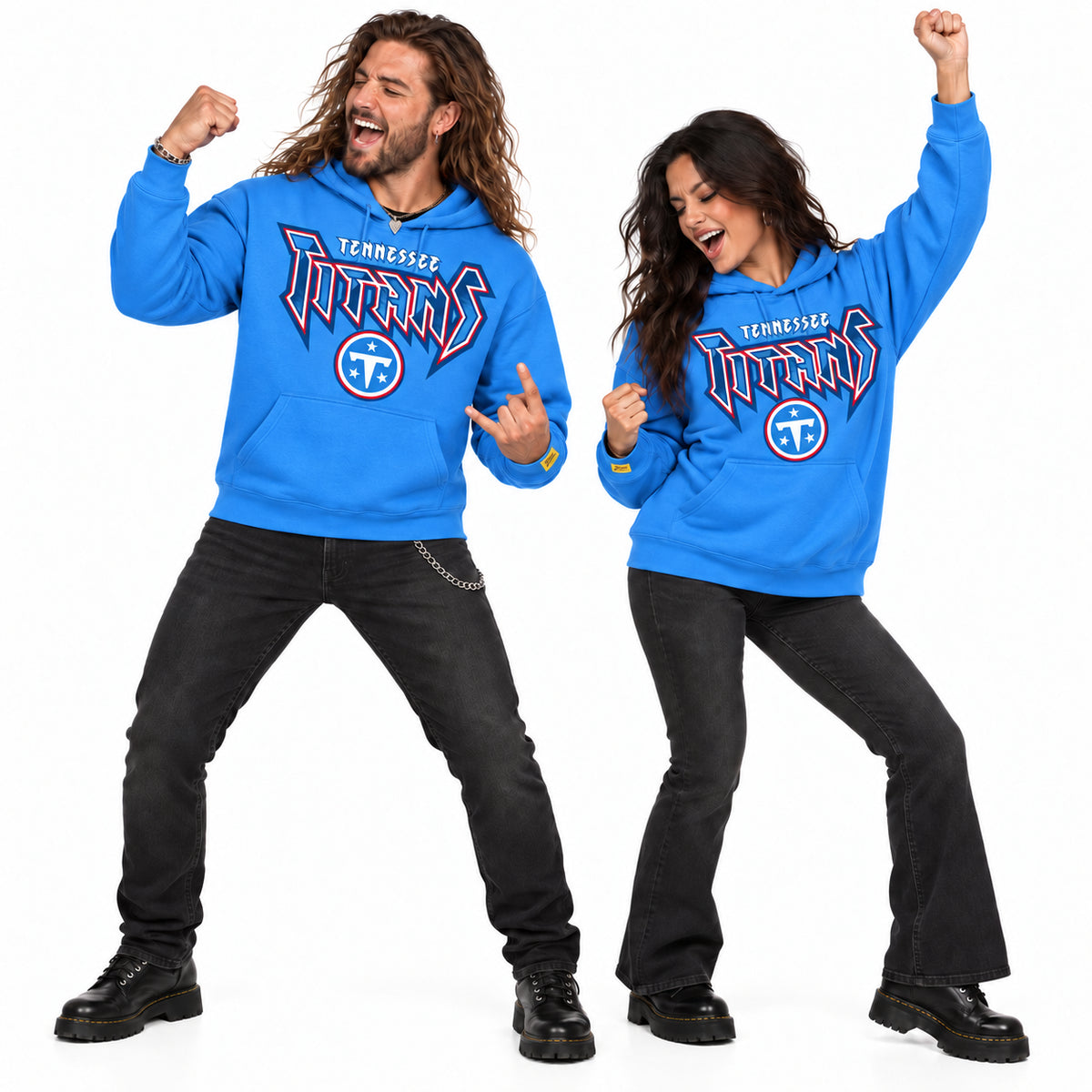 Zubaz NFL Tennessee Titans Unisex 90s Vintage Heavy Metal Hoodie