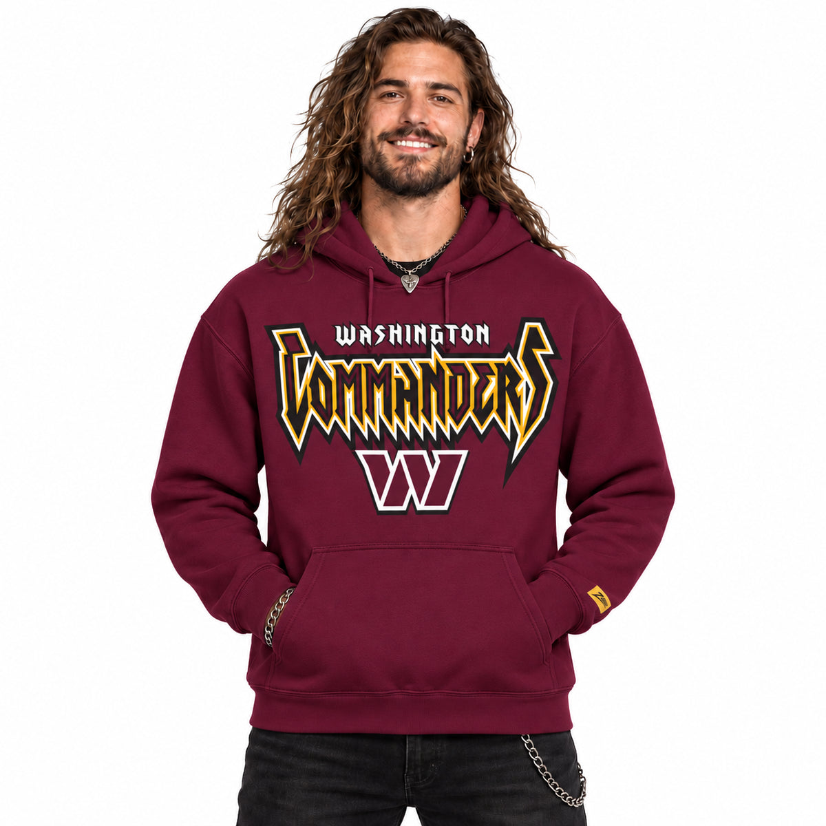 Zubaz NFL Men's & Women's 90s Heavy Metal Hoodie, Washington Commanders