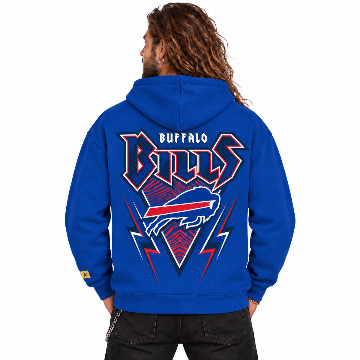 Zubaz NFL Men's & Women's 90s Heavy Metal Graphic Hoodie, Buffalo Bills