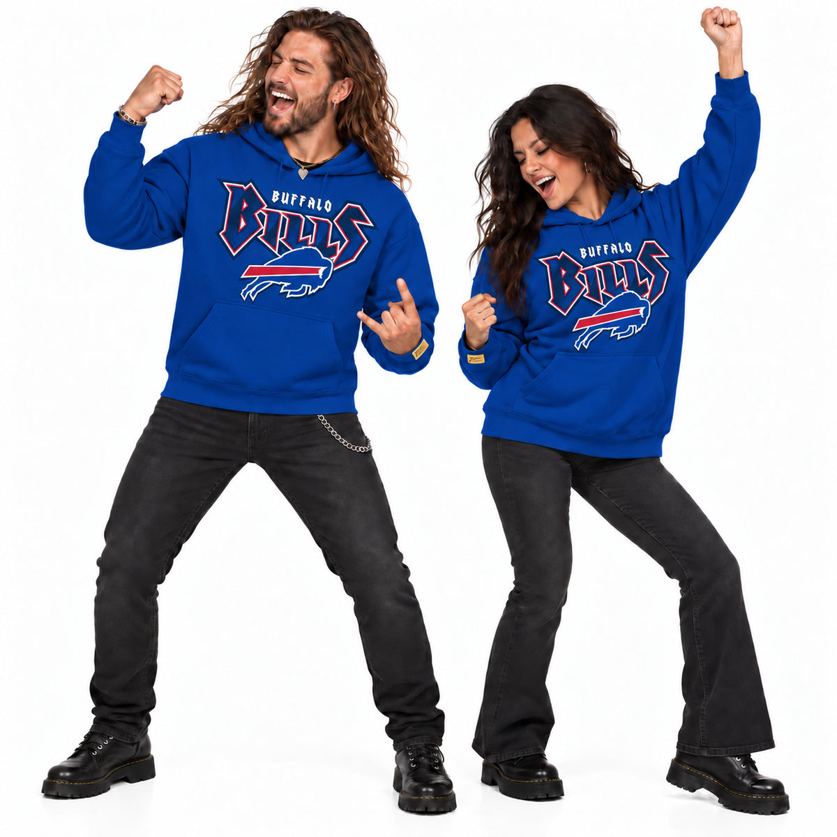 Zubaz NFL Men's & Women's 90s Heavy Metal Graphic Hoodie, Buffalo Bills