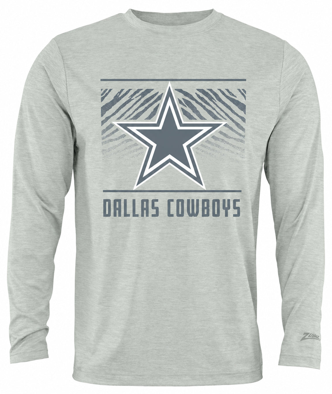 Zubaz NFL Dallas Cowboys Men's Heather Gray Tunnel Tonal Long-Sleeve T-Shirt