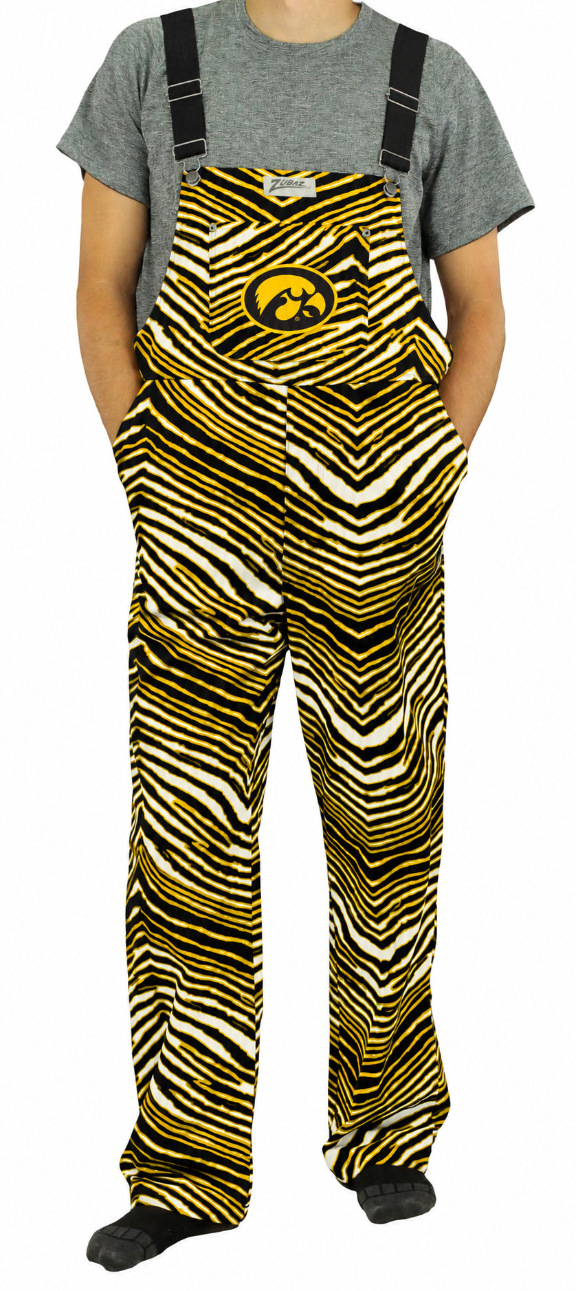 Zubaz NCAA Iowa Hawkeyes Adult Unisex 3 Color Zebra Lined Bib