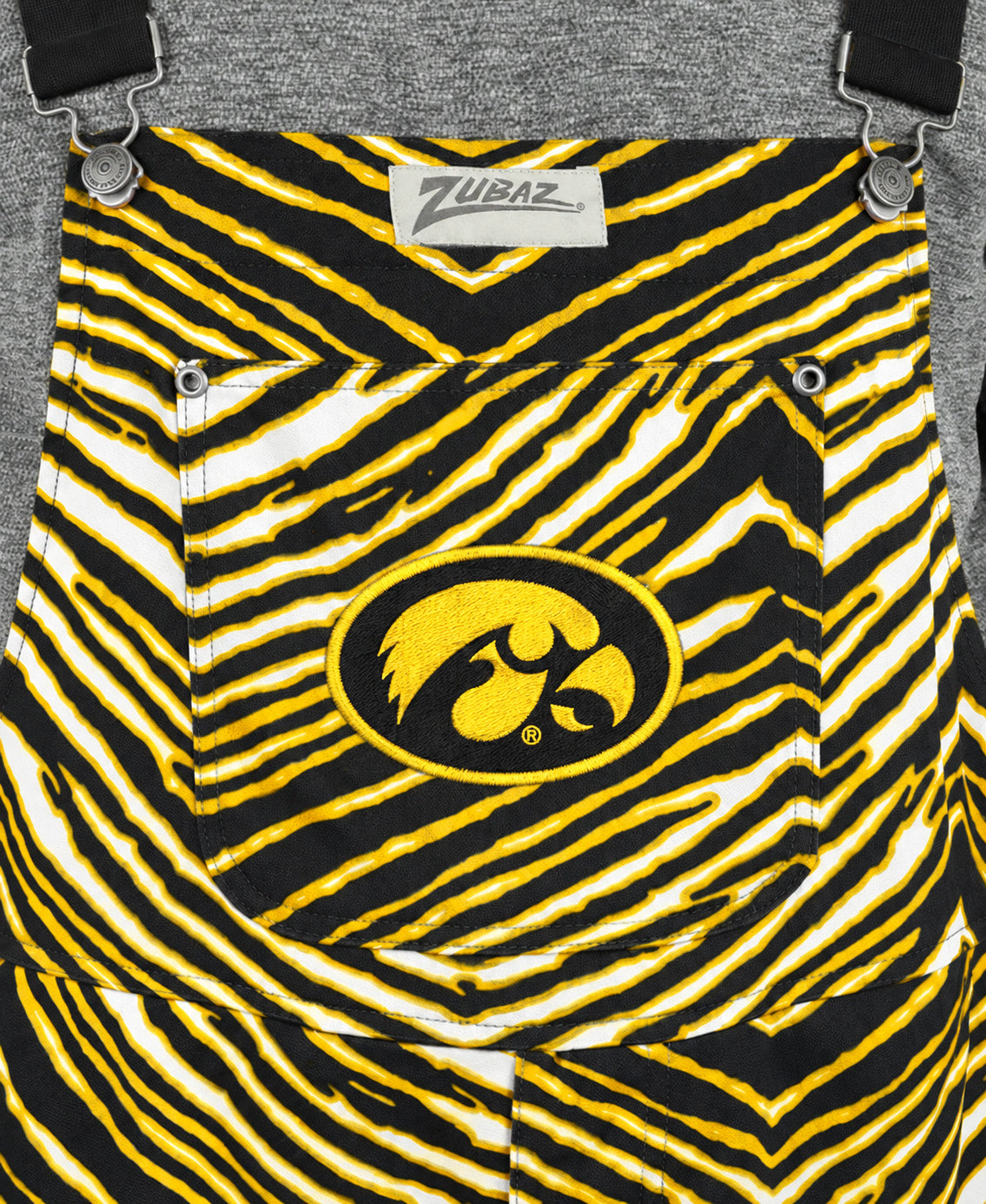 Zubaz NCAA Iowa Hawkeyes Adult Unisex 3 Color Zebra Lined Bib