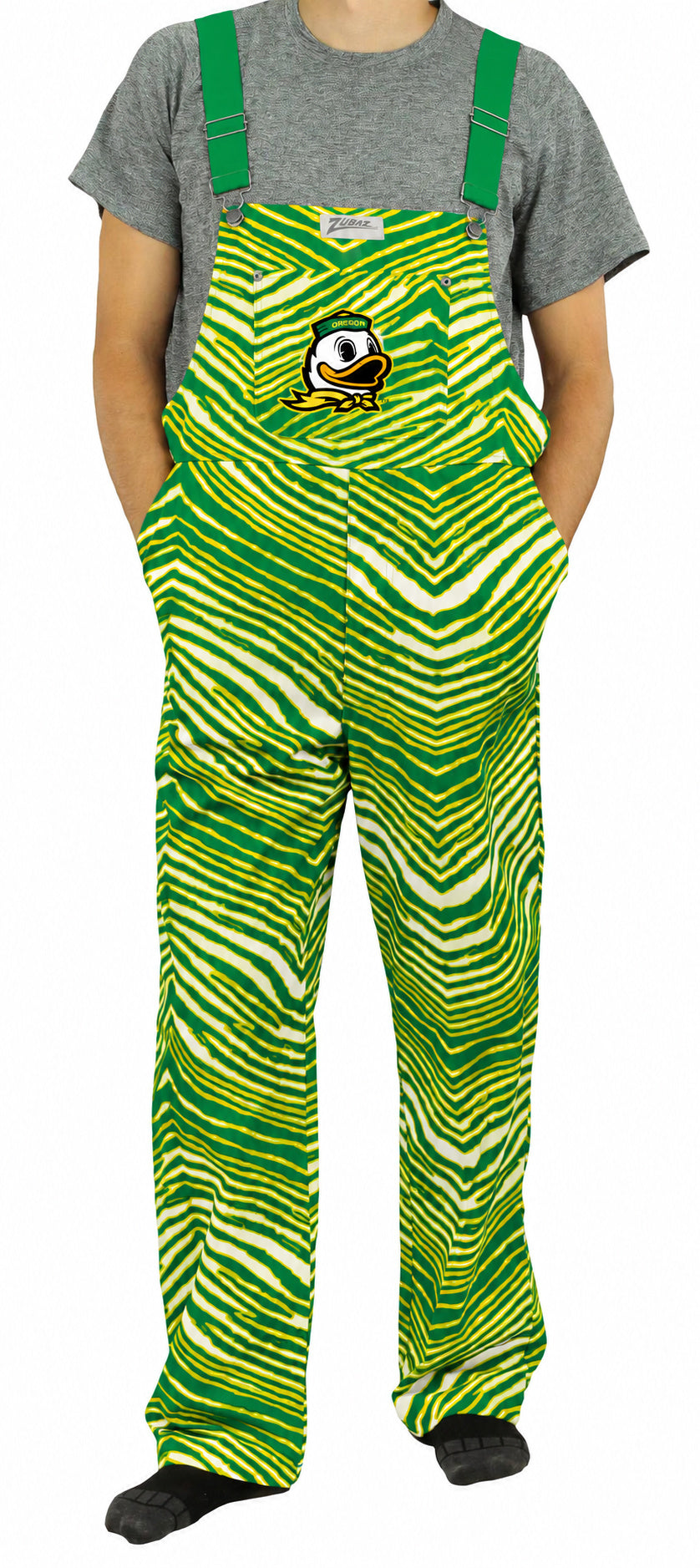 Zubaz NCAA Oregon Ducks Adult Unisex 3 Color Zebra Lined Bib