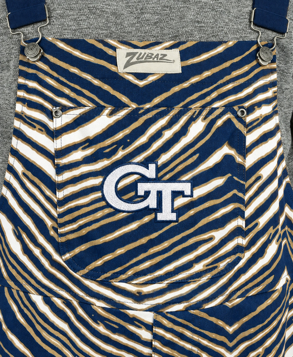 Zubaz NCAA Georgia Tech Yellow Jackets Adult Unisex 3 Color Zebra Lined Bib