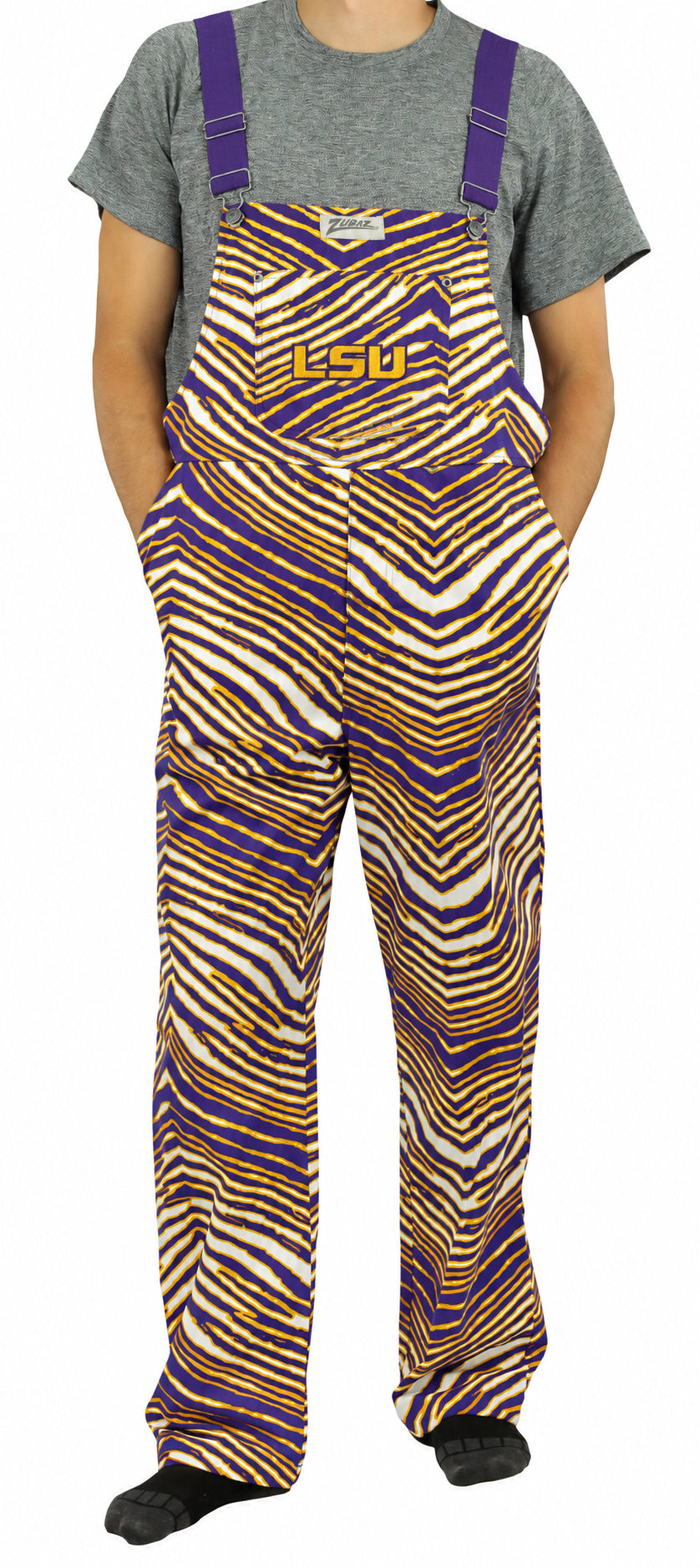 Zubaz NCAA LSU Tigers Adult Unisex 3 Color Zebra Lined Bib