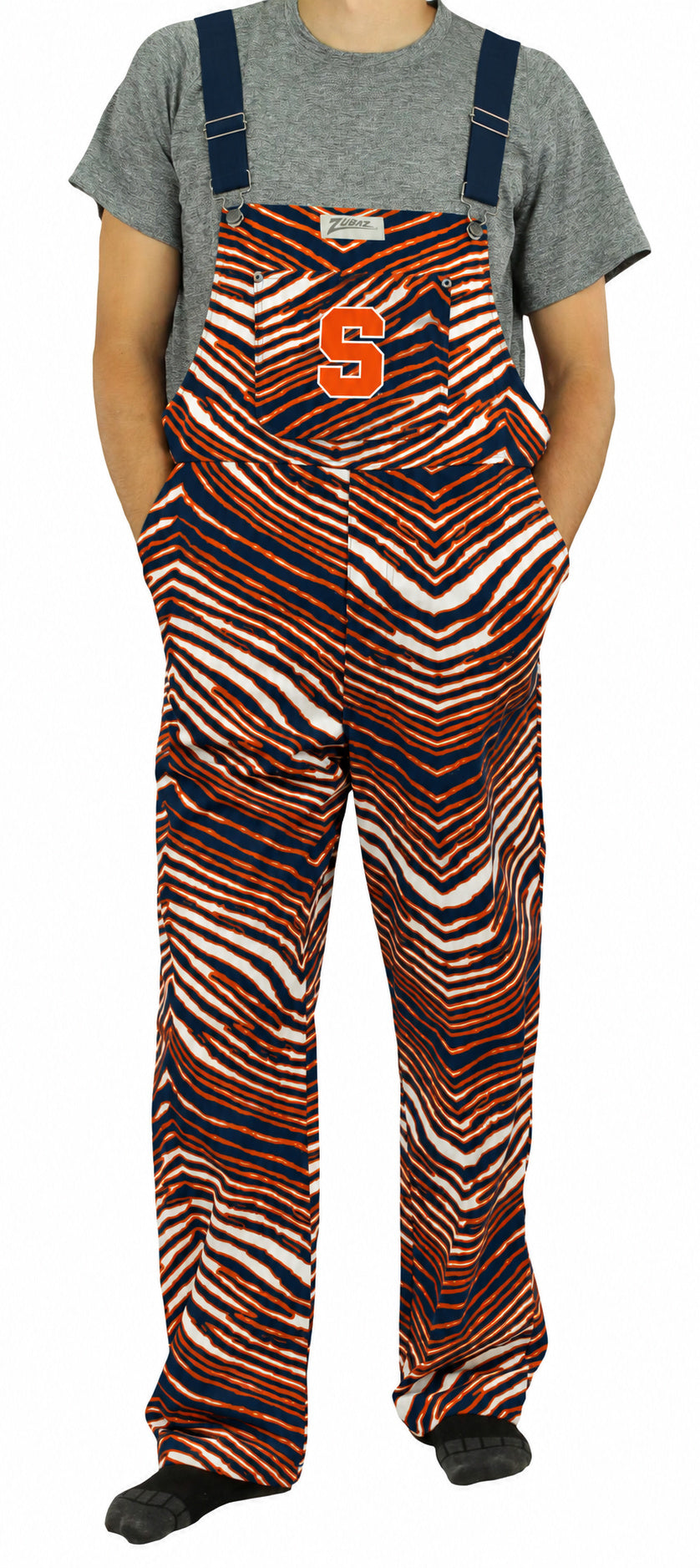 Zubaz NCAA Syracuse Orange Adult Unisex 3 Color Zebra Lined Bib