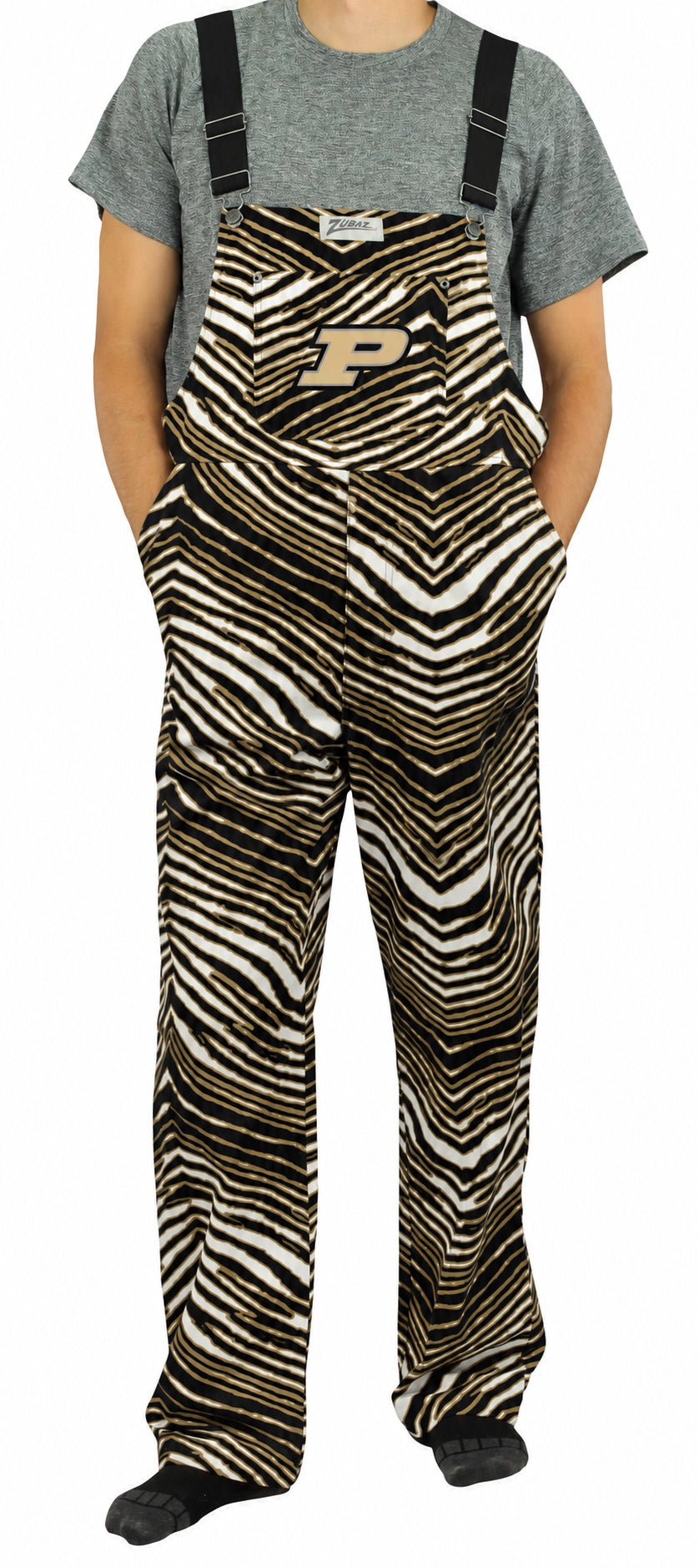 Zubaz NCAA Purdue Boilermakers Adult Unisex 3 Color Zebra Lined Bib