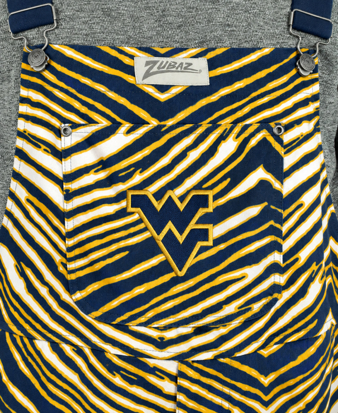 Zubaz NCAA West Virginia Mountaineers Adult Unisex 3 Color Zebra Lined Bib