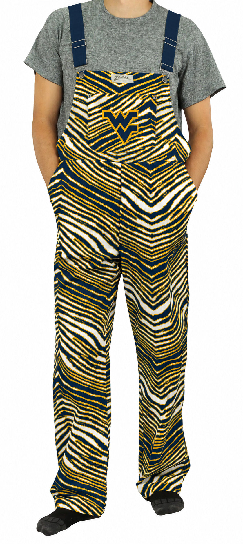 Zubaz NCAA West Virginia Mountaineers Adult Unisex 3 Color Zebra Lined Bib