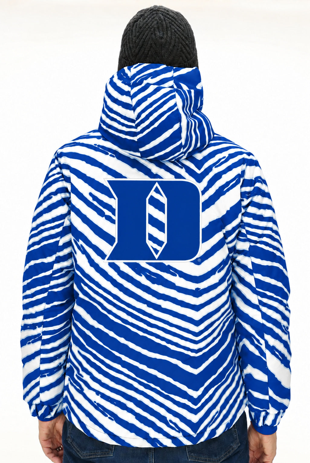 Zubaz NCAA Duke Blue Devils Adult Unisex Team Color Zebra Bleacher Blazer Snow Jacket