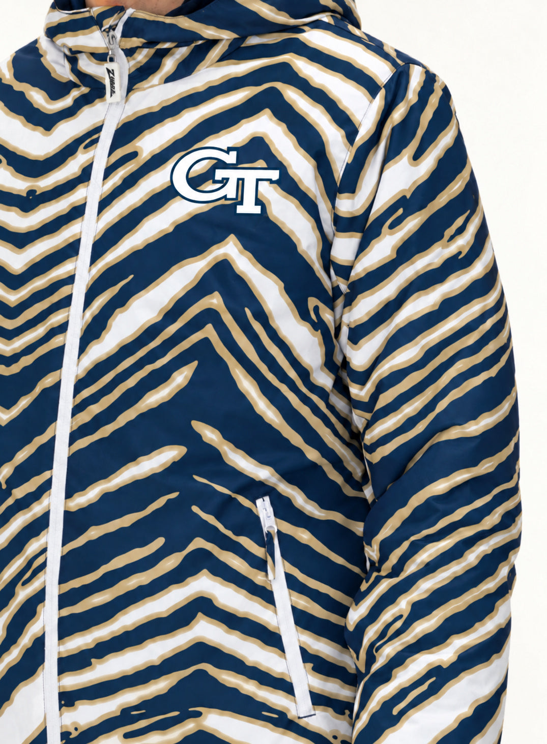 Zubaz NCAA Georgia Tech Yellow Jackets Adult Unisex Team Color Zebra Bleacher Blazer Snow Jacket